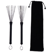 ROSENICE Drum Brushes Black Stainless Steel 1 Pair 12x1x0.6