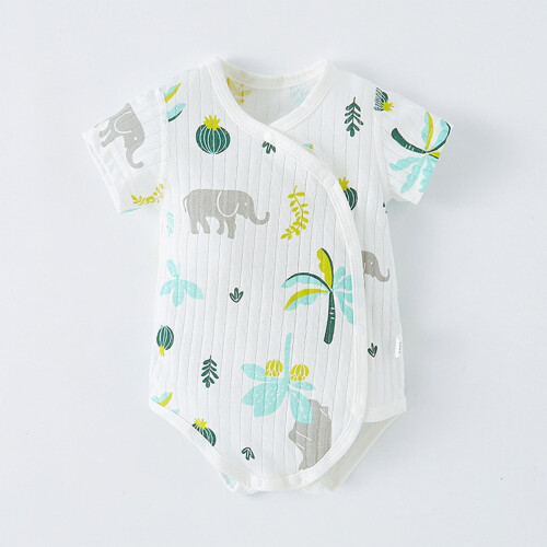 Baby Side Snap Romper Cotton Short Sleeve Graphic Print