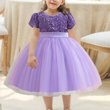 Princess Dress for Baby Girls Short Sleeve Crew Neck