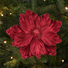 Red Velvet Poinsettia and Magnolia Floral Pick Christmas