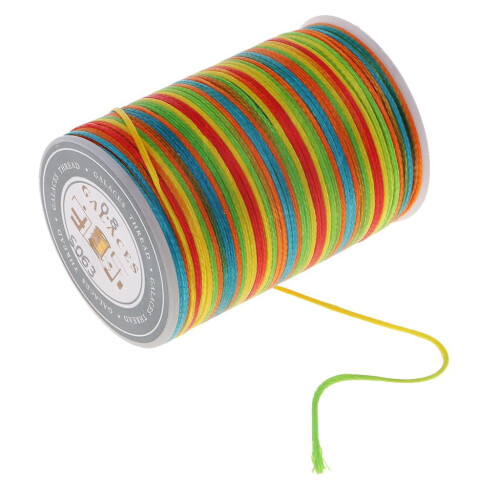 Waxed polyester thread 0.8mm flat rainbow