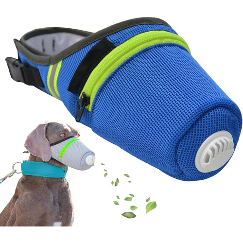 Dog Air Filter Mask Reusable Breathable Adjustable Blue