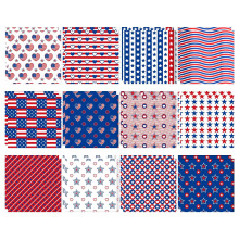Papel estampado para o 4 de julho, 30x30cm, dupla face, 24 folhas