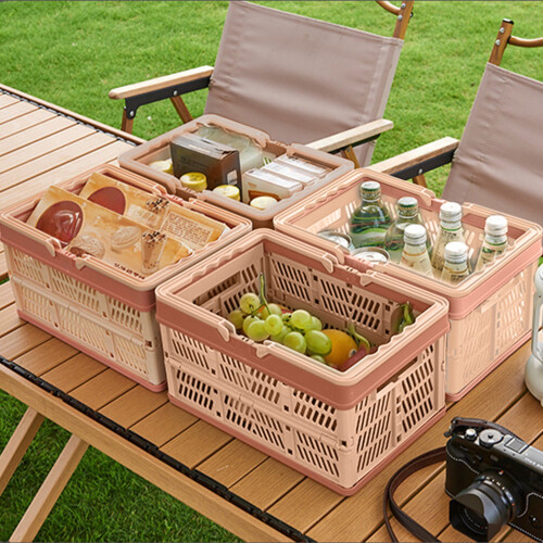 Portable folding picnic basket plastic storage container 1
