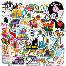 Rock Music Stickers Pack - Punk Band Design, 50 pcs