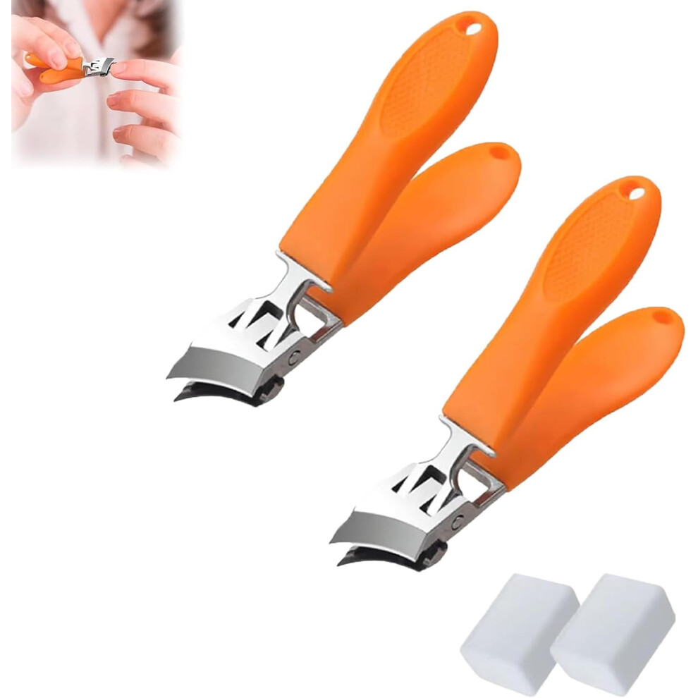 Wide-Jaw Anti-Splash Slanted Nail Clipper 2Pcs Orange