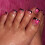 French Tip Press-on Toenails Floral Short Square Glossy 4