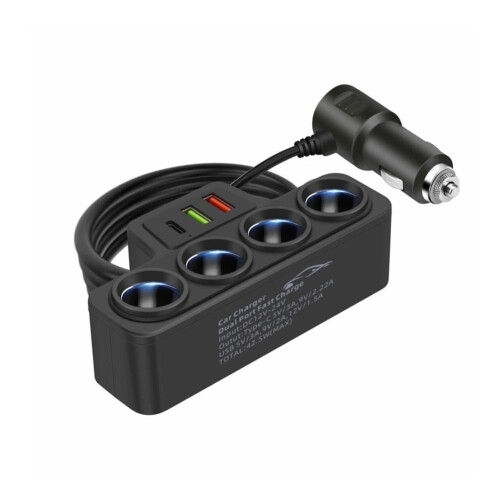 Adaptor încărcător brichetă auto 4-în-1