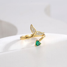 Mermaid Tail Open Ring Women Luxury Dual-Color Zircon