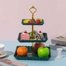 Crown Top Tiered Serving Tray Green 3-Piece Plastic