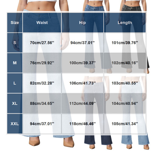 Schmal geschnittene Damen-Bootcut-Jeans mit Taschen 2
