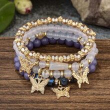 Bohemian Butterfly Charm Bracelet Set for Women with