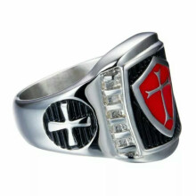 Men's Shield Cross Knights Templar Ring Stainless Steel
