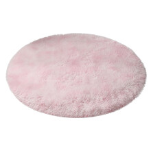 Round fuzzy plush rug baby pink 5 ft