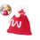 Christmas Knit Drawstring Gift Bag Red White Santa Sack 1