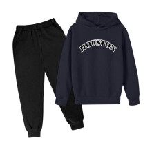 Girls' Heart Print Hoodie Tracksuit Navy Size 100