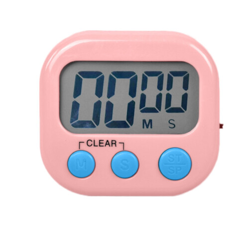 Kids Kitchen Timer with Large Display and Loud Alarm Pink