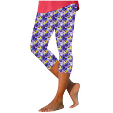 Women's High Waist Capri Leggings Purple 3XL Slim Fit Tummy