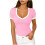 Top da donna a maniche corte con scollo a V e blocchi di colore 2