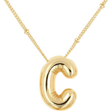 Bubble Letter Necklace 18K Gold Plated Initial Pendant 18