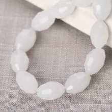 Crystal Glass Beads Rugby Oval Jade White 8x6mm 30pcs