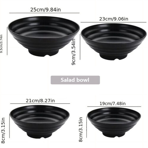 Plastic Ramen Bowl Anti-Slip Solid Color 1 pc