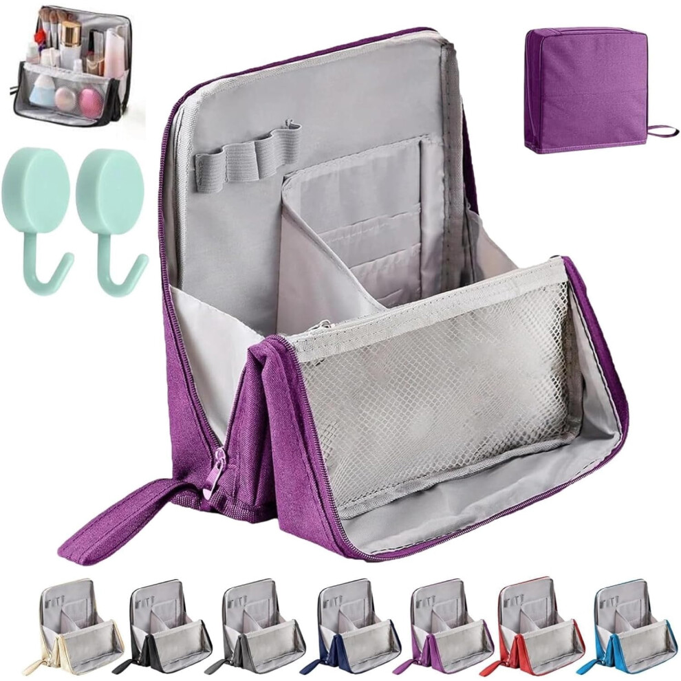 Makeup Organizer Bag Vertical Standing Portable Large