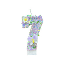 Purple Butterfly Cake Candle 2.7 inch Number 7 Topper