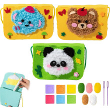 Wool Embroidery Crossbody Bag DIY Kit Cartoon Animal Sewing