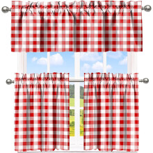Buffalo Check Window Curtain Set Red White Farmhouse Rod