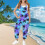 Women's Sleeveless Palm Print Hawaiian Romper with 2
