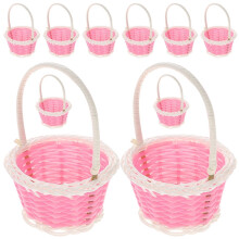 Mini Woven Baskets Pink Plastic Party Decorations 10 pcs