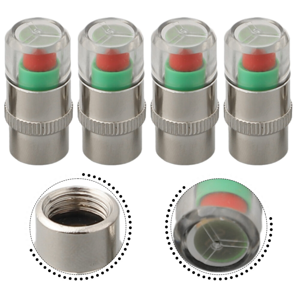 Car Tire Pressure Monitor Valve Stem Cap 4Pcs Silver 9377112686240