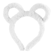Korean Women Winter Plush Headband with Bear Ears White