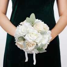 Artificial Rose Wedding Bouquet Round Throw Toss Bunch