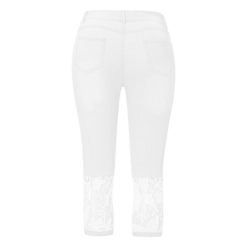 Højtaljede damejeans med blonde og elastik 2