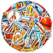 Tool Battle Stickers Cartoon Drill Saw Axe Repair 50-Pack