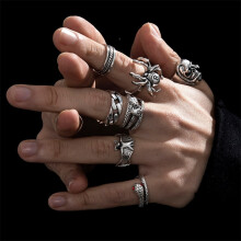 Gothic Skeleton Ring Set Unisex 2024 Punk Grunge Jewelry