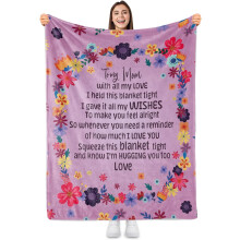 Floral Mom Blanket Light Purple Flannel Throw 30x40 inch