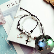 Luminous Cat Star Moon Cross Charm Bracelet Set 2 pcs