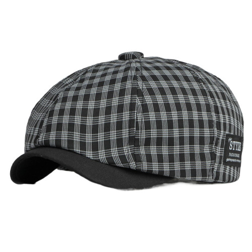Men's Retro Plaid Octagonal Peaked Cap 1pc