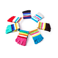 Women's Cotton Five-Toe Socks Blue-Green Striped