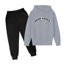 Girls' Heart Print Hoodie Tracksuit Grey 140