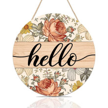 Panneau de porte en bois « Bonjour printemps », décor floral, 30 x 30 cm