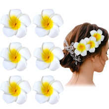 Hawaiiaanse bloem haarclips Plumeria van schuim, 24 stuks, 6,35 cm