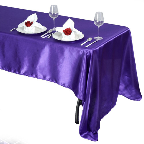 Purple satin tablecloth rectangle 60" x 126" washable 6 pcs 1
