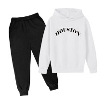 Girls' Heart Print Hoodie Tracksuit Set White 120