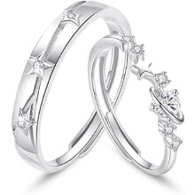 Star Promise Ring Set S925 Sterling Silver CZ Adjustable
