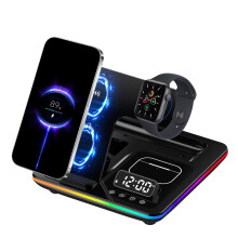 Trådlös laddare väckarklocka med LED-display 3-i-1