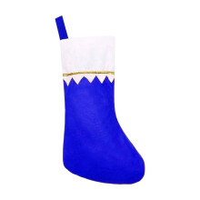 Christmas Stocking Blue White Felt Gold Trim 14.17 Inch 1PC
